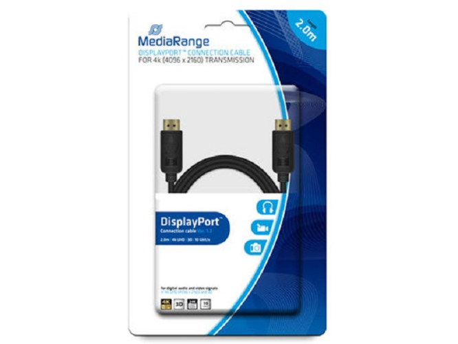 Καλώδιο MediaRange DisplayPort gold-plated contracts, 2.0M, Black