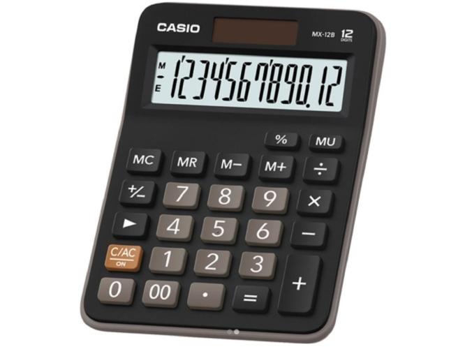 Αριθμομηχανή Casio MX-12B 12 Ψηφίων σε Μαύρο Χρώμα