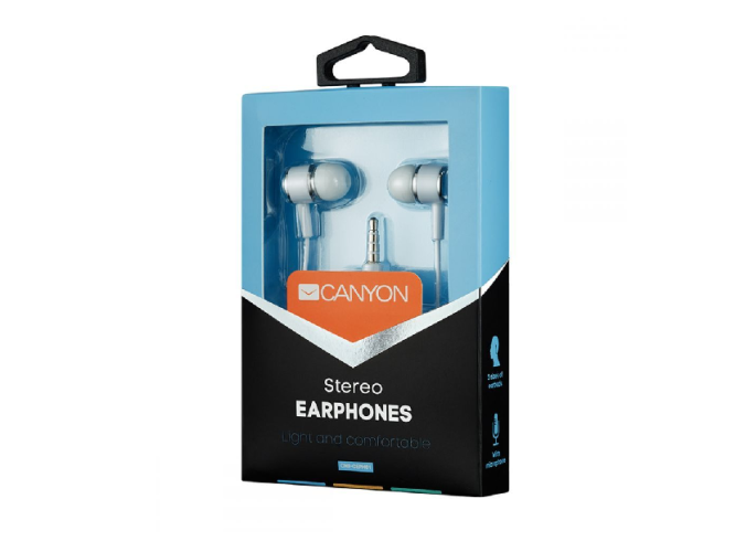 Ακουστικά Canyon Stereo headphones with mic, 3.5mm WHITE